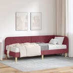 vidaXL Hoekbedframe Wijnrood 80 x 200 cm Stof, Verzenden, Nieuw, Rood, Stof