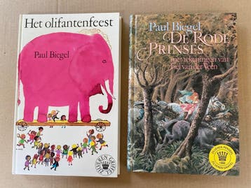 2X Hardcover Paul Biegel - Olifantenfeest / De Rode Prinses, Verzenden, Zo goed als nieuw, Fictie algemeen