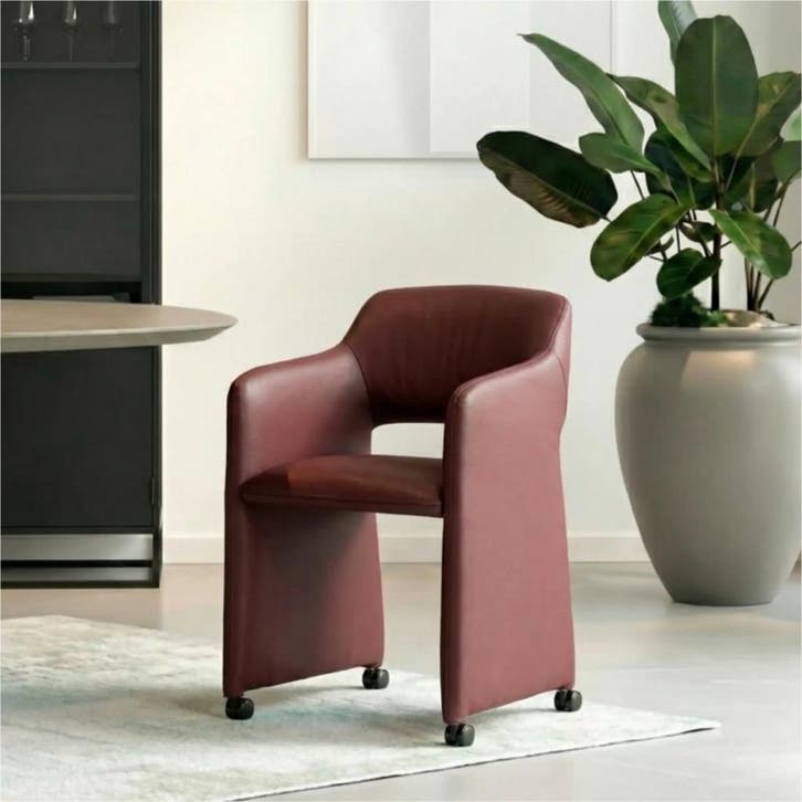 Set van 8 Leren eetkamerstoelen Icon - Toledo Bordeaux, Huis en Inrichting, Stoelen, Nieuw, Leer, Ophalen of Verzenden