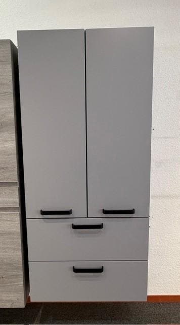 Dubbele badkamerkast 80x35x172 cm – mat grijs, Nieuw