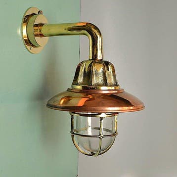 Wandlamp - Koper, Messing, Glas, Antiek en Kunst