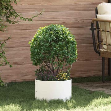 vidaXL Plantenring Wit 30 x 30 x 20 cm Koudgewalst staal, Minder dan 30 cm, Verzenden, Minder dan 60 cm, Nieuw