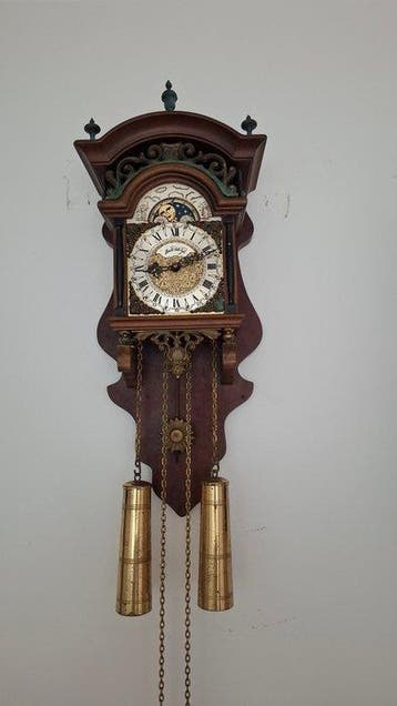 Wandklok - Messing, Hout - 1950-1960 - Sallander twee