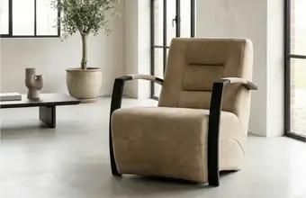 Taupe leren fauteuil, Huis en Inrichting, Fauteuils, Ophalen of Verzenden, Nieuw, Leer