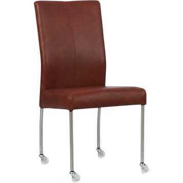 Leren eetkamerstoel Comfort met wieltjes - Granada Rouge, Nieuw, Leer, Ophalen of Verzenden, Rood