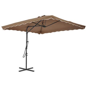 vidaXL Parasol met stalen paal 250x250 cm taupe, Verzenden, Nieuw, 2 tot 3 meter