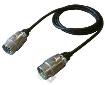 Verlengkabel, 2 Meter, 7 Polig, 2x Aluminium Stekker Manneli, Ophalen of Verzenden, Nieuw, Overige typen