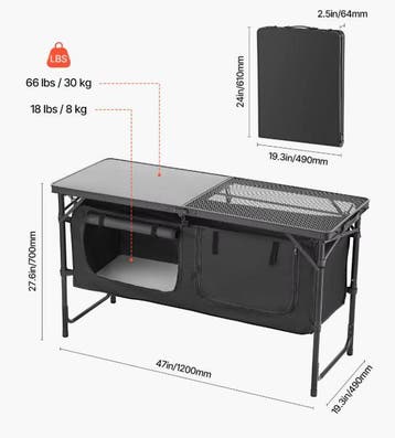 Camping Keukentafel – Opvouwbaar &amp; Opbergruimte, Caravans en Kamperen, Verzenden, Nieuw