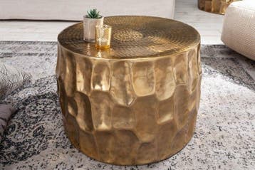 Ronde salontafel ORGANIC ORIENT 55cm goud metaal gehamerd 3D, Ophalen of Verzenden, Nieuw