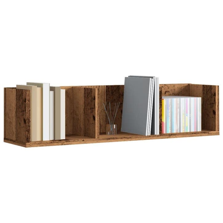 vidaXL Cd-wandschap 75x18x18 cm bewerkt hout oud houtkleurig, Huis en Inrichting, Woonaccessoires | Wandplanken en Boekenplanken