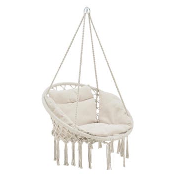 Hangstoel Kailua met kussen katoen max 150 kg creme, Verzenden, Nieuw