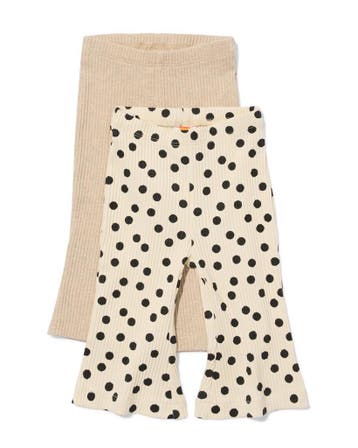 HEMA Babylegging flared fit rib stippen - 2 stuks ecru, Verzenden, Nieuw