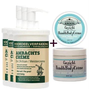 3x pomp 1000ml Ambachtscreme + 1 Gezicht, Hand &amp;, Verzenden, Nieuw