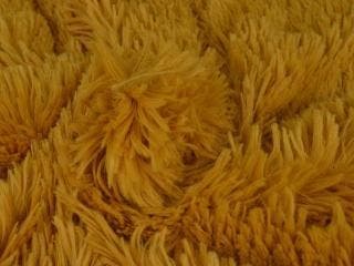 Langharig bont stof – Okergeel, 120 cm of meer, Geel, Ophalen of Verzenden, Polyester