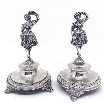Snijwerk, Museum Pair of Toothpick Holders - 12 cm - .813, Antiek en Kunst