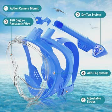 Kinder Volledig Gezicht Snorkelmasker met Camera Mount - Ant, Verzenden, Nieuw