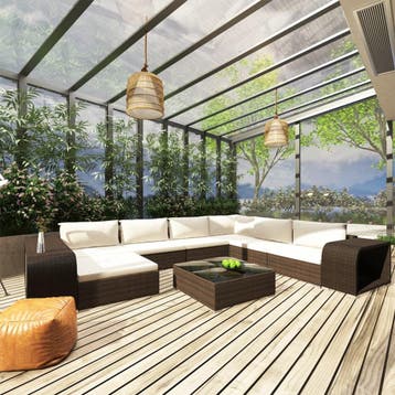 vidaXL 10-delige Loungeset met kussens poly rattan bruin, Verzenden, Nieuw, Loungeset