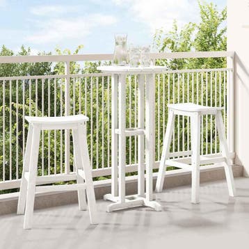 vidaXL Tuin Bar Set 3 st Wit HDPE, Verzenden, Nieuw, 3 zitplaatsen
