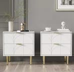 Nachtkastje met 2 Lades – Bloemknoppen &amp; Gouden Poten, Huis en Inrichting, Slaapkamer | Nachtkastjes, Verzenden, Nieuw