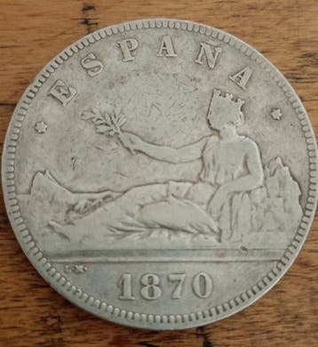 Spanje. Gobierno Provisional. 5 Pesetas 1870 SNM (Zonder