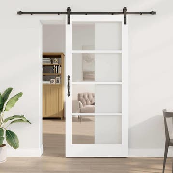 vidaXL Schuifdeur ORKDAL Wit en zwart 93 x 211 cm, Verzenden, Nieuw