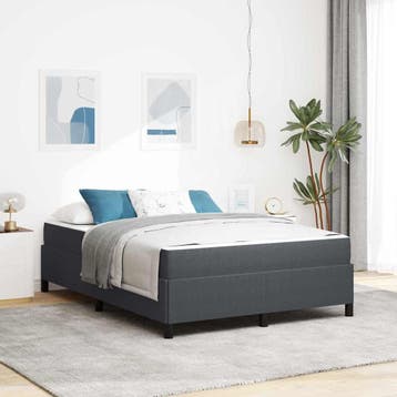 vidaXL Bedframe met matras Donkergrijs 140 x 200 cm Stof, Verzenden, Nieuw, Tweepersoons, Stof