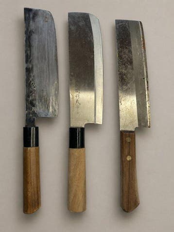 Set van 3 Japanse keukenmessen – gesigneerde lemmetten –