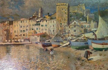 Egidio Tonti (XIX-XX) - Marine sulla spiaggia, Antiek en Kunst