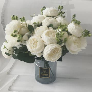 Roze Zijden Pioen Kunstboeket 30cm - 5 Grote Bloemen & 4 Kno, Verzenden, Nieuw