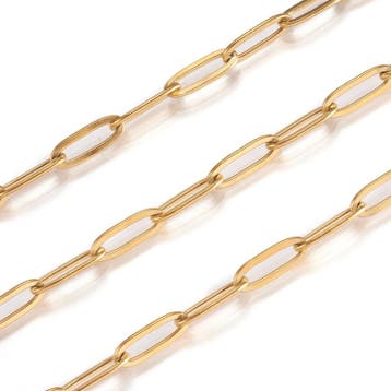 50 cm RVS 304 Paperclip ketting ovaal gesoldeerd 11~12 x..., Ophalen of Verzenden, Nieuw, Kraal