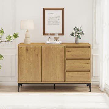 Dressoir Kistiandi 120x40x76 cm donker eiken [en.casa], Huis en Inrichting, Kasten | Dressoirs, Verzenden, Nieuw