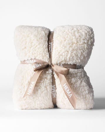 HEMA Plaid 150x130cm teddy wit, Verzenden, Nieuw