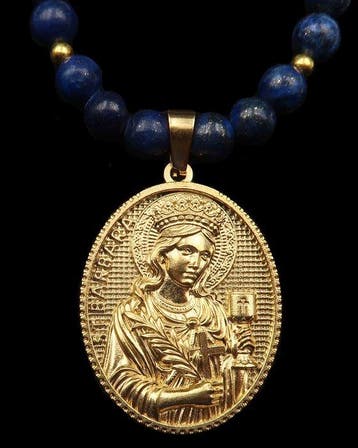 Lapis lazuli - Sint-Barbara – De Beschermster van het Licht:, Antiek en Kunst