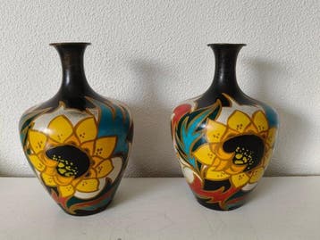 metawa - metawa - Vaas (2) - Rita - Koper, Emaille - Metawa, Antiek en Kunst
