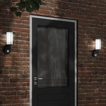 vidaXL Buitenwandlamp met sensor roestvrij staal zwart, Verzenden, Nieuw, Rvs, Wandlamp
