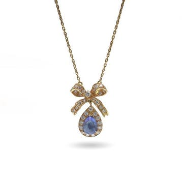 Halsketting - 18 karaat Geel goud - Vintage saffier- en, Sieraden, Tassen en Uiterlijk, Kettingen, Nieuw