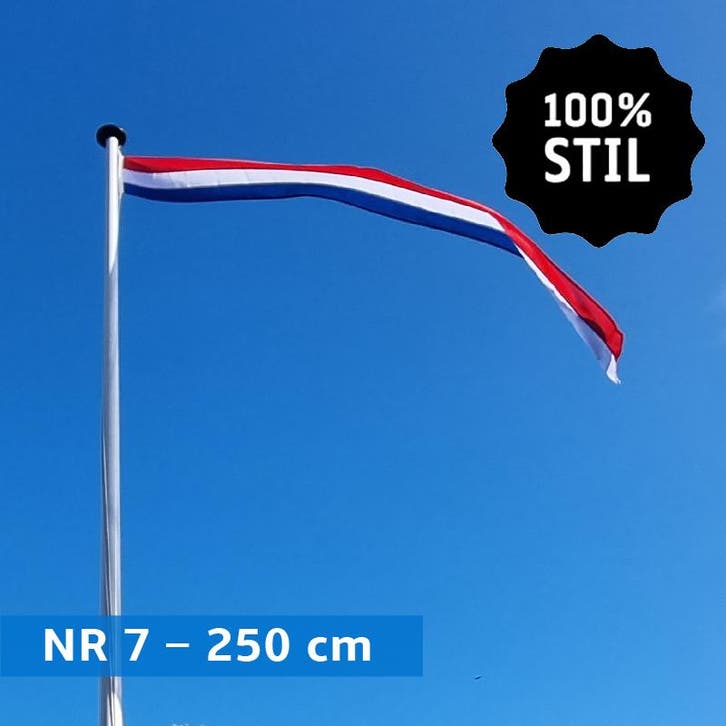 NR 7: Nederlandse wimpel 250 cm standaard blauw 100% stil, Diversen, Vlaggen en Wimpels, Nieuw