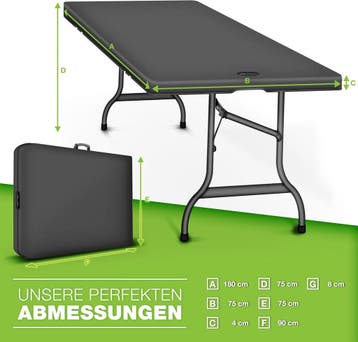 Tillvex® Inklapbare Tafel - Campingtafel - Klaptafel - 180x7, Caravans en Kamperen, Verzenden, Zo goed als nieuw