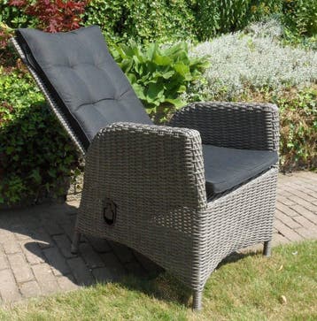 Menorca dining tuinstoel verstelbaar grijs wicker, Ophalen of Verzenden, Nieuw, Wicker