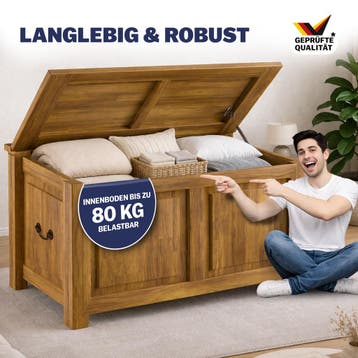 Opbergkist Bruin Acaciahout 85x44x48cm (Meubelen, Interieur), Huis en Inrichting, Verzenden