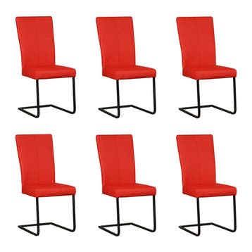 Set van 6 Leren eetkamerstoelen Dare - Toledo Ferrari, Ophalen of Verzenden, Nieuw, Leer, Vijf, Zes of meer stoelen