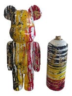 RED - sculptuur, Bearbrick Belgique Gold - 28 cm - pvc -