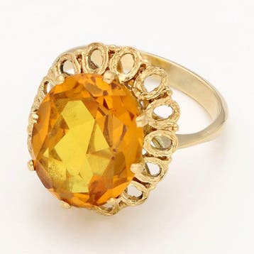 Ring - 18 karaat Geel goud Saffier, Nieuw