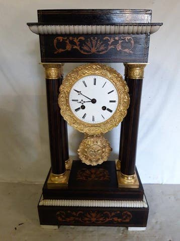 Bureauklok Empirestijl Hout, Emaille - 1850-1900