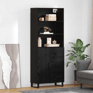 vidaXL buffetkast 2 st Zwart Eiken 69,5 x 34 x 180 cm, Minder dan 50 cm, Verzenden, Nieuw, Minder dan 100 cm