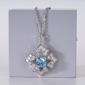 Halsketting - 14 karaat Witgoud - 3.13ct. tw. Blauw Diamant, Nieuw