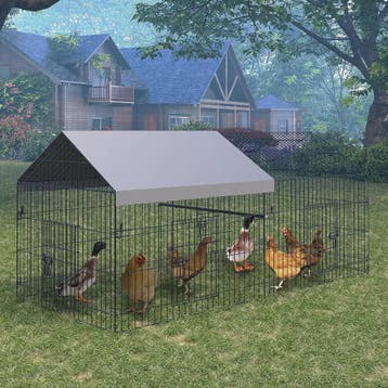 Ruime Metalen Kippenren met Dak - Draagbare Vogelkooi voor K, Verzenden, Nieuw