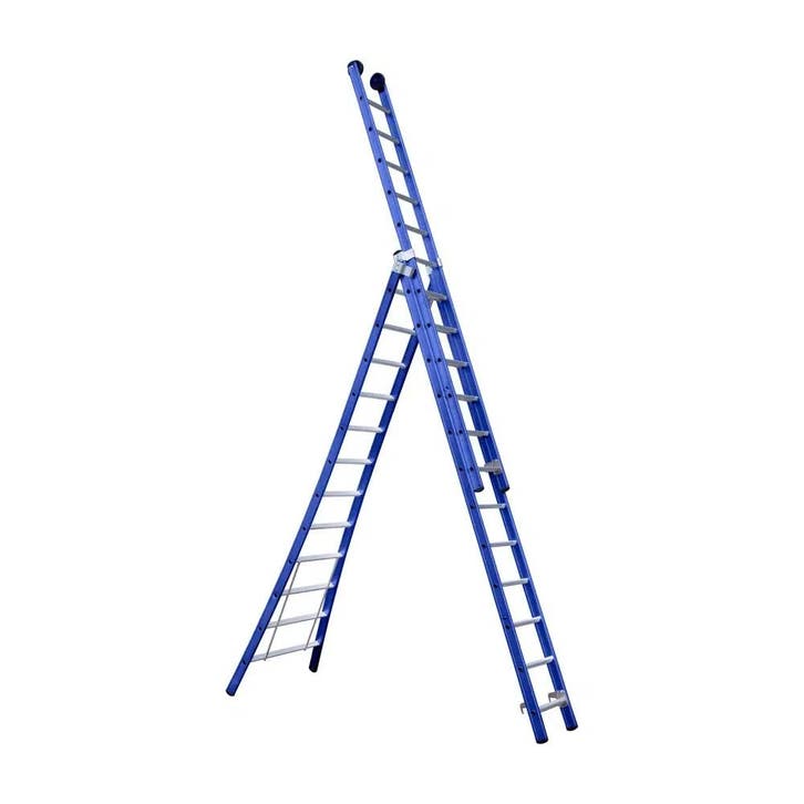 Eurostairs Reform ladder 3 delig BLAUW gecoat, Doe-het-zelf en Verbouw, Ladders en Trappen, Ladder, Nieuw, Verzenden
