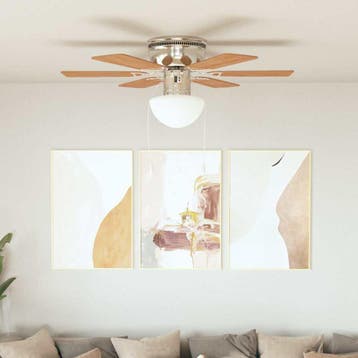 vidaXL Plafondventilator met lamp 82 cm lichtbruin, Verzenden, Nieuw