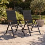 Verstelbare tuinstoelen met geïntegreerd kussen – zwart - 2, Verzenden, Nieuw